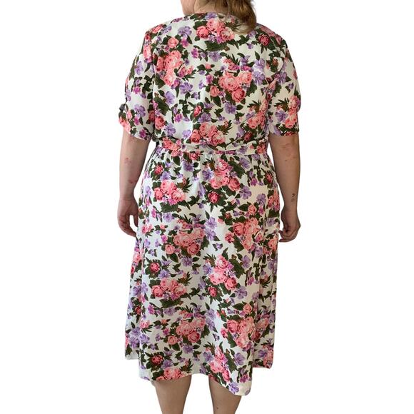 Vintage Garden Floral Midi Plus Size Spring Easter Tea Party Dress 3XL - Picture 4 of 6